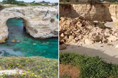 İtalya'nın Adriyatik kıyısındaki ünlü Aşıklar Kemeri Sevgililer Günü'nde çöktü