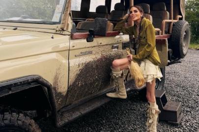 Süreyya Yalçın'dan Afrika paylaşımı! Tam makyajlı safari tarzına yorum yağdı