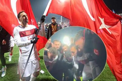 Maç sonu çılgın sevinç! Hakan Çalhanoğlu takımı topladı, tarihi konuşmayı yaptı