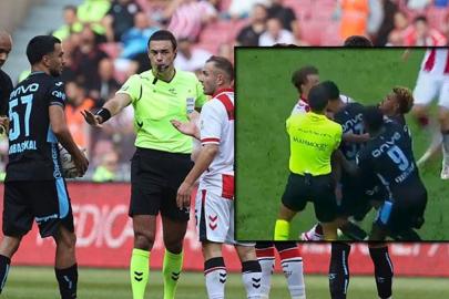 Trabzonspor'da Melih Kabasakal sinirlerine hakim olamadı, rakibine kafa attı! Direkt kırmızı kart...